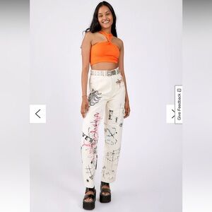 NWT Urban Outfitters Exclusive BDG High Waisted Baggy Graffiti Jean Size 26